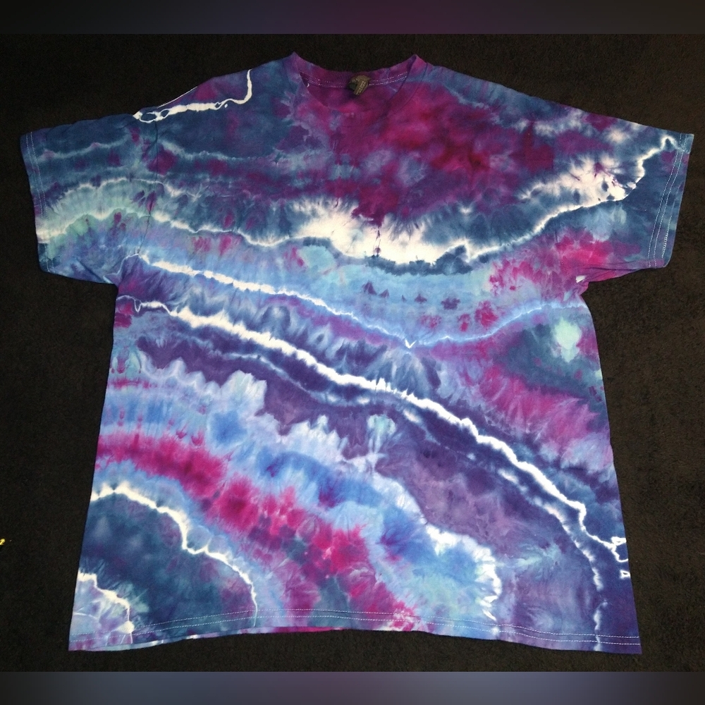 Blue And Purple Geode Ice Dye Tie Dye T Shirt ~ Sz XL